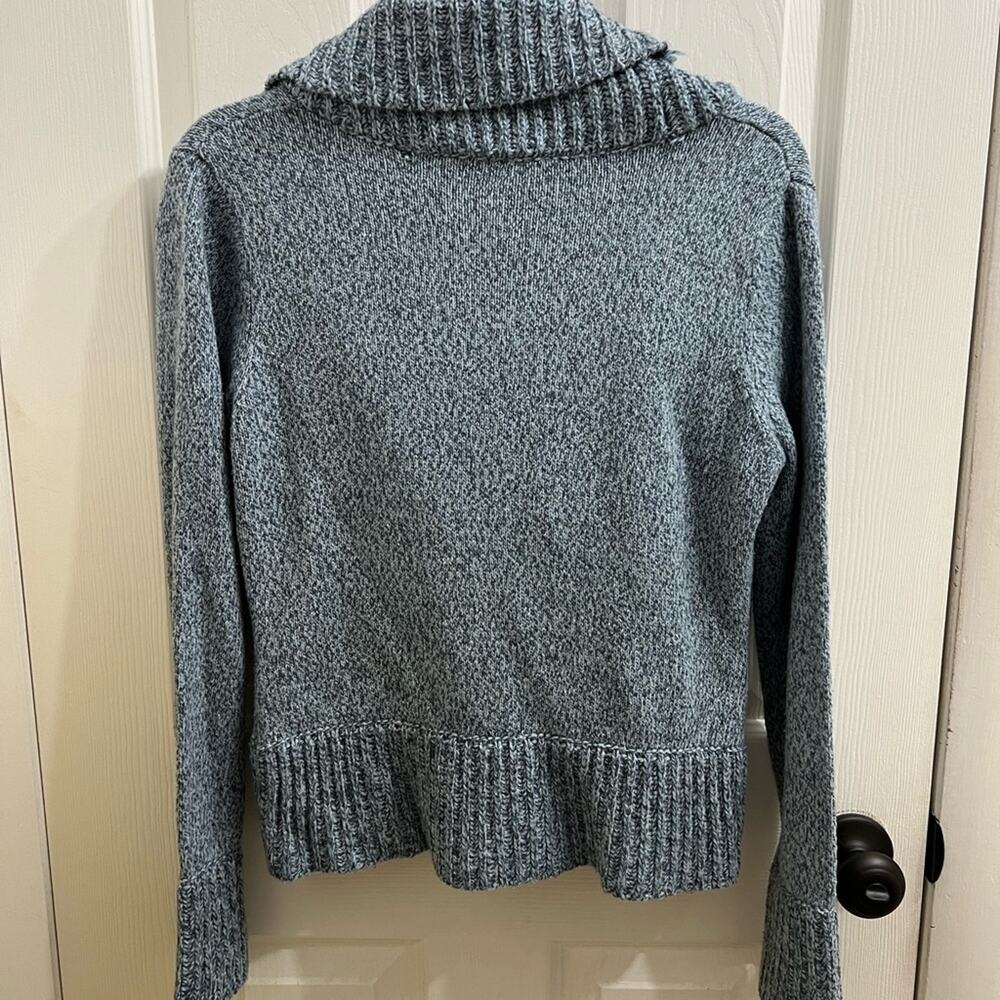 Vintage United States Sweaters Blue Shawl Collar One Button Woman's Cardigan S/M - Picture 3 of 8
